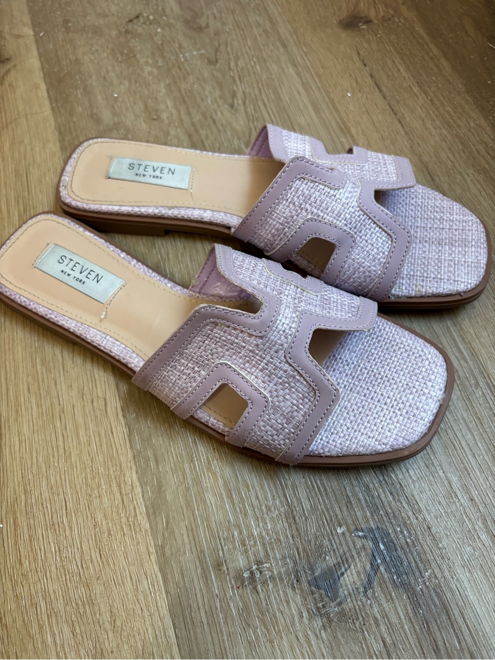 Steven New York Harlien Light Pink Purple Woven Slide Sandals Womens Size 7.5